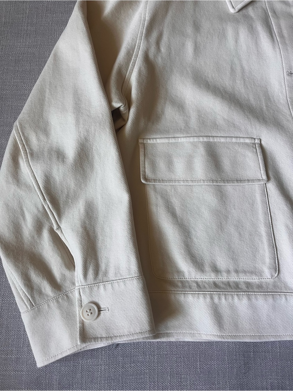 Uniqlo Women's Cream Button-Front Jersey Knit Relaxed Oversized Boxy Jacket - Picture 7 of 16